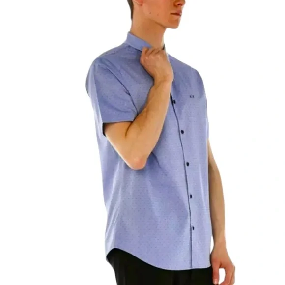 ⚡️SOLD⚡️Armani Exchange Men's Youth Ditsy-Print Dobby Shirt Slim Fit Button Down - Picture 2 of 16